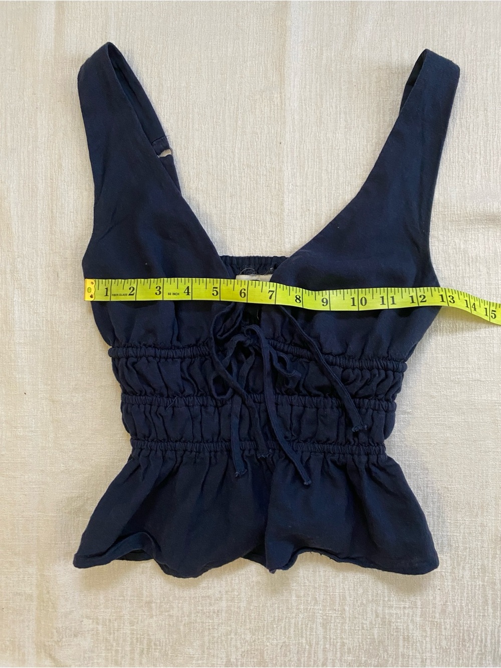Hollister Sleeveless Linen Tie Top Navy Blue XXS